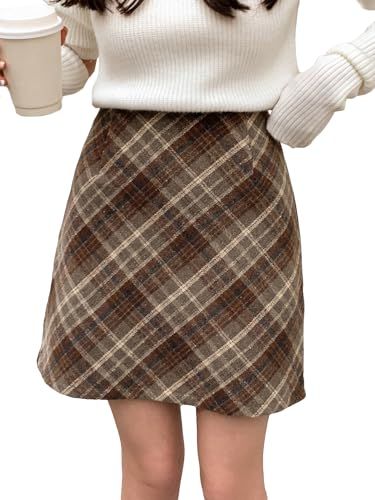 Brown Skirt Outfit, Skirts Plaid, Plaid Brown, Comfortable Skirts, Perfect Fall Outfit, Back Skirt, Mini Pencil Skirt, Brown Skirts, A Line Mini Skirt