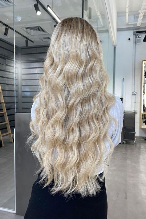 28 Inch Extensions, Sew In Hair Extensions Before And After, 22 In Hair Extensions, Sewn In Hair Extensions Styles, Blonde Hair Extension Inspiration, 22 Inch Extensions, Long Blonde Hair Extensions, 26 Inch Hair Extensions, Long Curly Blonde Hair