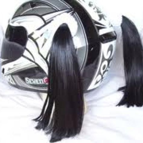 I'm getting one....<3 Bike Helmet Hair, Helmet Hair, Black Helmet, Bike Helmet, Motorcycle Bike, Helmet Accessories, New Trend, Bike Life, Newest Trends