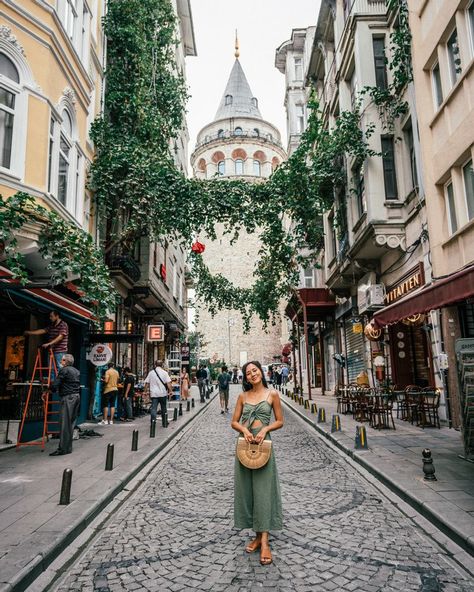 This medieval stone tower sits at the end of a bustling street in the heart of the Karaköy district. The street is lined with cafes, markets and restaurants - best to visit before things get busy at 9 AM. #istanbul #turkey Istanbul Pictures, Istanbul Travel Guide, Turkey Vacation, Photo Voyage, Istanbul Turkey Photography, Visit Istanbul, Turkey Travel Guide, Istanbul Photography, Timur Tengah