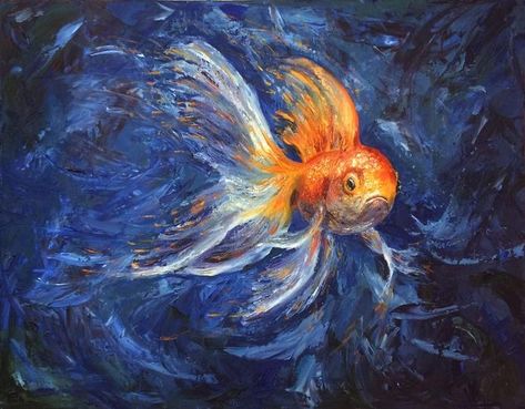 Abstract Fish Painting, Oil Palette, Aquatic Art, Goldfish Art, Koi Painting, Fish Artwork, Koi Art, Sea Life Art, Carpe Koi