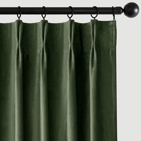 PRICES MAY VARY. WELL MADE: Sold as 2 panels, each measuring 40 inches wide and 96 inches long. Each package includes 20 metal curtain rings, 20 curtain clips, and 20 hooks for versatile hanging options. These curtains can be hung in different ways, including pinch pleated and back tab. They can be hung separately or together, on a track, or with curtain rings and hooks. REAL PINCH PLEATS: Unlike ordinary back tab/pinch pleat curtains, the pleats are directly on the front of curtains. There's no Solid Color Curtains, Green Accents Living Room, Curtains With Clips, Green Curtains Bedroom, Pinch Pleat Drape, Drapery Styles, Unique Curtains, Pleat Curtains, Bedroom Drapes