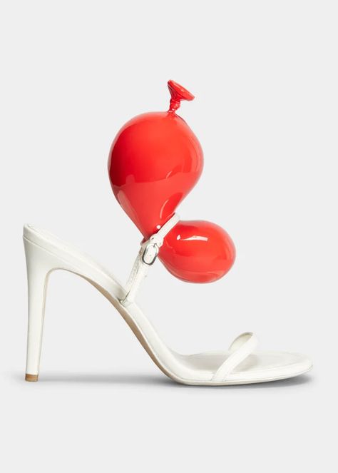 X5VK6 Loewe Balloon Lambskin Slide Sandals Heels Runway, Loewe Balloon, Balloon Top, Lady Outfit, Charlotte Chesnais, Lana Jewelry, Red Balloon, Leather Buckle, Party Shoes