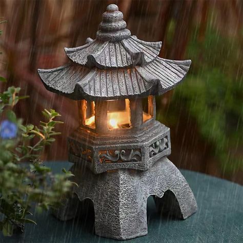 Decoration Zen Ornaments Garden Accessories Solar Powered Tower Statue Palace Lanterns Solar Lamp Stone Pagoda Lantern 2024 - $31.99 Japanese Garden Lanterns, Pagoda Lantern, Solar Garden Lanterns, Japanese Style Garden, Pagoda Garden, Pagoda Lanterns, Japanese Lantern, Garden Lanterns, Zen Decor