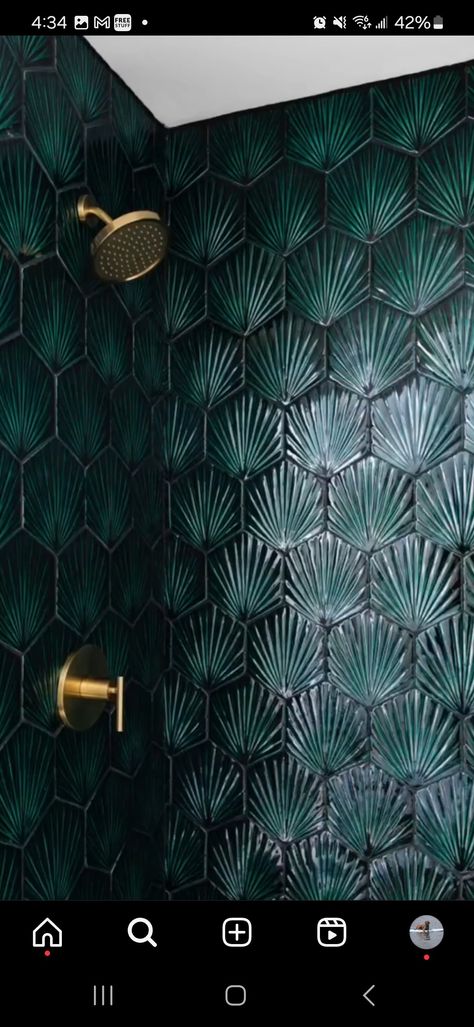 Forest Tile, Gloss Texture, Clay Imports, 3d Tiles, Glam Living Room, Hexagon Tiles, Green Bathroom, Handmade Tiles, The Shower