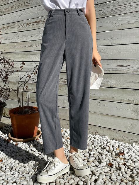 DAZY High Waist Corduroy Straight Leg TrousersI discovered amazing products on SHEIN.com, come check them out! Women Bottoms, Office Outfit, Women Pants, Straight Leg Trousers, Office Outfits, Corduroy Pants, Straight Leg Pants, Winter Women, Leg Pants