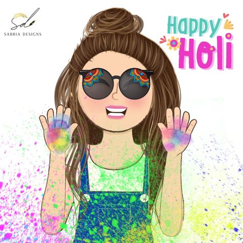 Holi Illustration | Cute doodles | Doodle artwork Holi Illustration Art, Holi Cartoon, Holi Artwork, Holi Illustration, Colour Journal, Holi Girls, Doodle Artwork, Coloring Journal, Best Quran Quotes