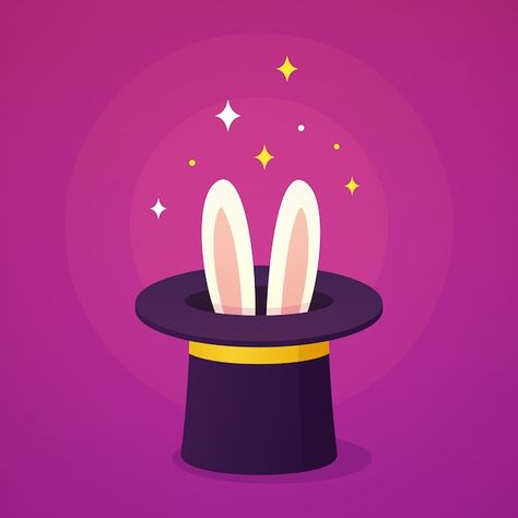 Vector magic hat with rabbit ears | Premium Vector #Freepik #vector #magician #magician-hat #magic-hat #magic-show Rabbit In A Hat, Magic Rabbit, Rabbit Illustration, Magic Hat, Rabbit Ears, Social Media Design Graphics, Design Tips, Graphics Design, The Magicians