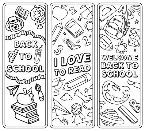 School Bookmarks Printable, Library Book Marks Printable Bookmarks, Library Bookmarks Free Printables, Back To School Bookmarks Free Printable, Free Book Marks Printable Bookmarks, Bookmarks Coloring Free Printable, Book Marks To Color, Bookmark Template Free Printables, Free Printable Book Marks