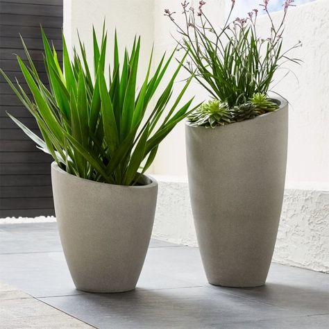 Slant Light Grey Planters Diy Planters Indoor, Gray Planter, Easy Plants To Grow, Indoor Outdoor Planter, Cement Planters, Tall Planters, Plants Decor, Outdoor Pots, Diy Pergola