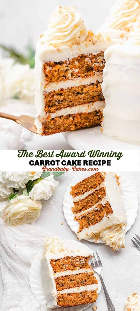 Carrot Cake Recipe Award Winning Carrot Cake Recipe, Cake Desserts Easy, Dessert Recipes Cake, Carrot Cake Recipe Homemade, Yummy Cake Recipes, The Best Carrot Cake, Carrot Spice Cake, Best Carrot Cake, Recipes Cake