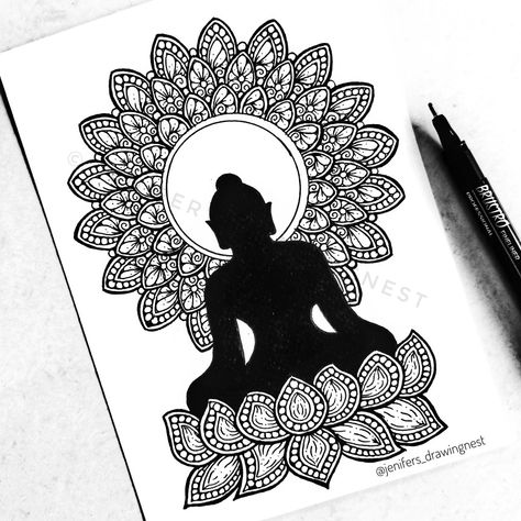 Buddha Purnima special mandala art Bhudha Pics Mandala, Cool Art Drawings Colour, Buddha In Mandala Art, Special Drawing Ideas, Mandala Art Of Gods, Buddha Purnima Drawing, Mahavir Swami Mandala Art, How To Draw Buddha, Jain Mandala Art