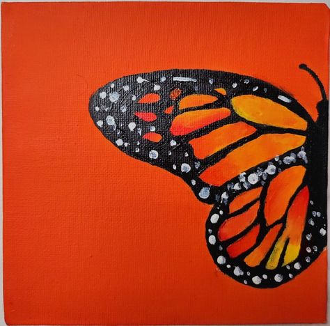 Orange Butterfly Painting, Butterfly Painting Easy, Analogues Colour, Butterfly Art Painting, Butterfly Canvas, Orange Butterfly, Butterfly Painting, Butterfly Wallpaper, Butterfly Art