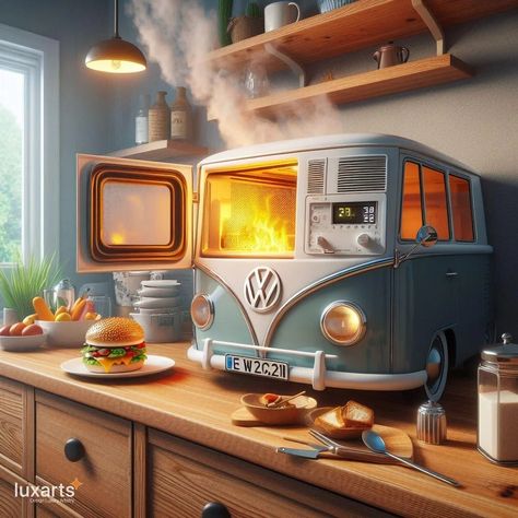 Retro Cooking Companion: Volkswagen Bus Shaped Microwaves 21 Unique Kitchen Appliances, Vintage Volkswagen Bus, Slug Bug, Vintage Inspired Kitchen, Moving Apartment, Kitchen Safety, Vintage Vw Bus, Vintage Volkswagen, Kitchens And Bedrooms