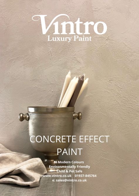 Vintro Concrete Effect Paint Wall paint isn’t just about colour anymore, but it is also about textures. Concrete Effect Paint is easy to use and gives interiors a beautiful unique look. This paint gives you the option of recreating the modern, pitted textured look of industrial concrete, reminiscent of New York apartments or a... Paint That Looks Like Cement, Concrete Wall Paint Ideas, Concrete Effect Walls, Concrete Paint Ideas, Cement Paint Wall, Painted Concrete Walls, Concrete Floor Paint Colors, Stone Effect Paint, Concrete Walls Diy