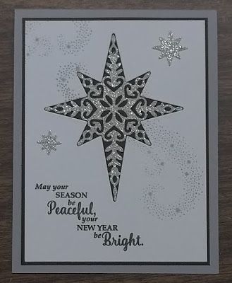 Star of Light stamp set and Starlight thinlits dies from Stampin' Up! Sample Christmas Cards, Christmas Cards 2017, Stampin Up Anleitung, Christmas Cards 2018, Thinlits Dies, Stamped Christmas Cards, Star Cards, Homemade Christmas Cards, Stampin Up Christmas Cards