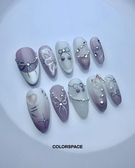 Fairycore Nails, Purple Spring, Nails Purple, Korean Nails, Pretty Gel Nails, Really Cute Nails, Soft Nails, Nails Polish, Nail Swag