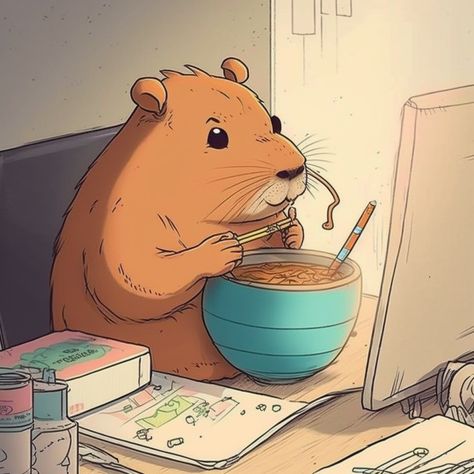 #capybara #ramen #cute #anime #illustration #japan 80s Cartoon, Ramen, Japan, Bowl, Drawings, Anime