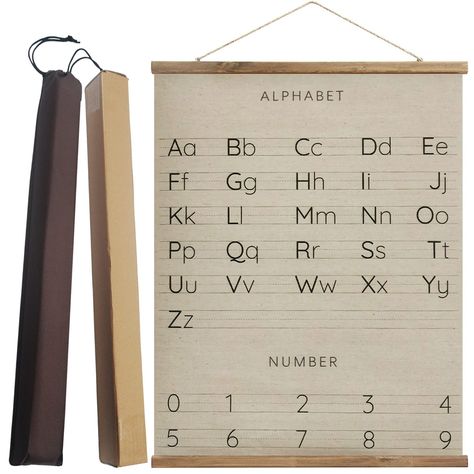 PRICES MAY VARY. PRACTICAL ALPHABET POSTER: This canvas alphabet is easy to use while you're homeschooling & practicing your phonics. Not only is it cute, but also it is practical design with well made underlined letters and numbers together. READY TO HANG: Assembly-Free, you do not need to spend extra time installing, you can untie the rope and open it to hang on the wall, you can also put it into the storage bag we prepared for you, so you can easily carry it to wherever you want to. ECO-FRIEN Abc 123 Nursery, Waldorf Classroom Abc, Waldorf Classroom Abc Chart, Kids Abc Wall Art, Alphabet Wall Hanging, Canvas Art For Kids, Poster For Wall, Art For Kids Room, Train Posters