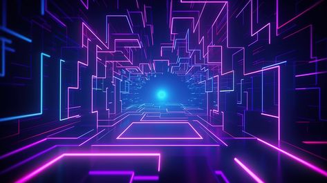 Sci Fi Abstract Geometric Background In A Purple And Blue Neon Light 3d Rendering Evoking Vibes#pikbest#Backgrounds#Others Sci Fi Background, Computer Circuit, Blue Neon Lights, Futuristic Background, Geometric Vector, Blue Neon, Motion Design Animation, Design Animation, Purple Abstract