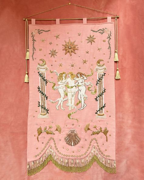 Millie Amber, Three Goddesses, Ancient Greek Mythology, The Three Graces, Three Graces, Garden Print, Pink Linen, Greek Mythology, Ancient Greek