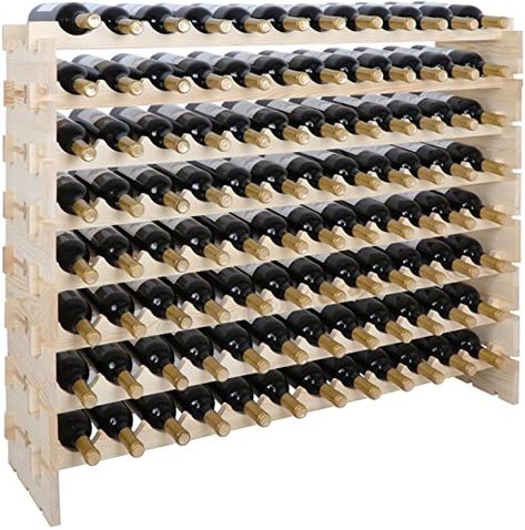 Smartxchoices 96 Bottle Stackable Modular Wine Rack Wooden Wine Storage Rack Free Standing Wine Holder Display Shelves, Wobble-Free, Solid Wood, (8 Row, 96 Bottle Capacity) (96 Bottle) Wooden Wine Holder, Wine Bottle Stand, Wine Cellar Racks, Stackable Wine Racks, Wine Rack Storage, Wooden Wine Rack, Wine Shelves, Wine Bottle Rack, Wood Wine Racks