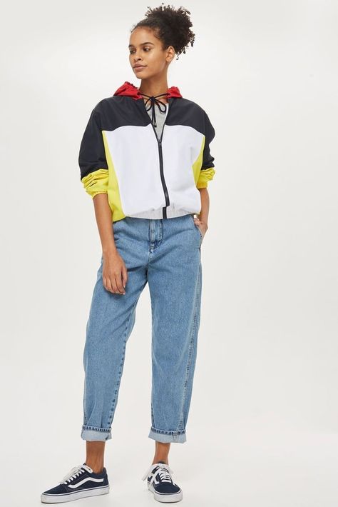 Topshop Colorblock Windbreaker Jacket Colorblock Windbreaker, Jeans Colour, Sport Chic, Topshop Outfit, Colour Block, Popsugar, Style Guide, Windbreaker Jacket, Colored Jeans