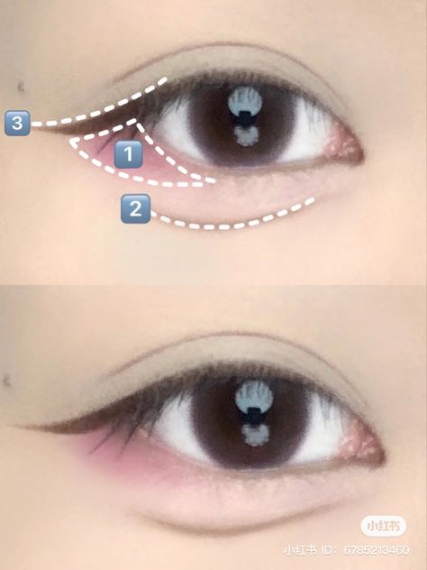 Ayegosal Tutorial, Makeup Kawaii, Asian Makeup Tutorials, Membentuk Alis, Anime Eye Makeup, Douyin Makeup, Cute Eye Makeup, Doll Eye Makeup, Makeup Face Charts