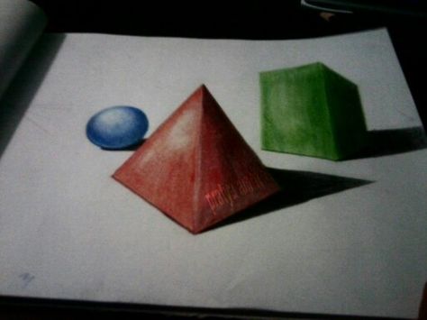 3d pyramid made with color pencils.. 3d Pyramid, Color Pencils, Water Colour, Pyramid, Colored Pencils, Water, Quick Saves, Color, Art