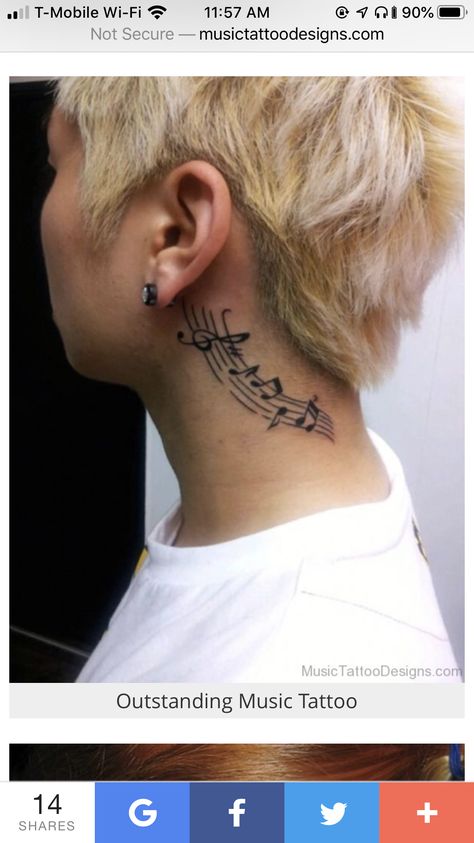 Music Symbol Tattoo, Best Neck Tattoos, Cool Back Tattoos, Music Notes Tattoo, Only Music, Music Note Tattoo, Music Tattoo Designs, Note Tattoo, Neck Tattoo For Guys