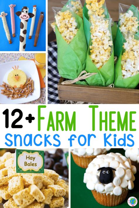 Farm snacks for kids to eat during your preschool farm theme activities! Fun and EASY farm snacks for preschool. Sheep, horses, cows, pigs, and more fun farm snacks! #snacksforkids #snacks #farmsnacks #farmtheme #preschool #prek #preschoolsnacks #teach #iteachtoo #teachersfollowteachers #lifeovercs Animal Snacks For Kids, Farm Animal Snacks, Farm Theme Preschool Activities, Farm Activities Preschool, Farm Lessons, Theme Snack, Farm Animals Activities, Farm Theme Preschool, Animal Snacks