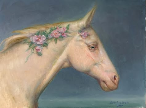 Rose Freymuth-Frazier | Cream Horse with Blossoms Cream Horse, Horse Paintings, Blood Moon, Ethereal Art, Horse Painting, Horse Art, Movie Art, Ancient Art, A Horse