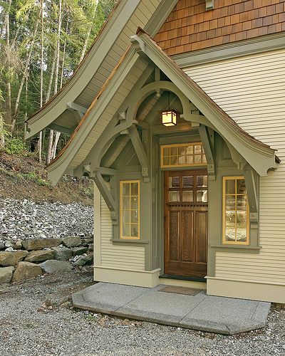 Timber Porch, Cottage Entrance, Tiny Cottages, Beam Design, Porch Roof, Waterfront Cottage, Cottage Exterior, King Edward, Porch Design