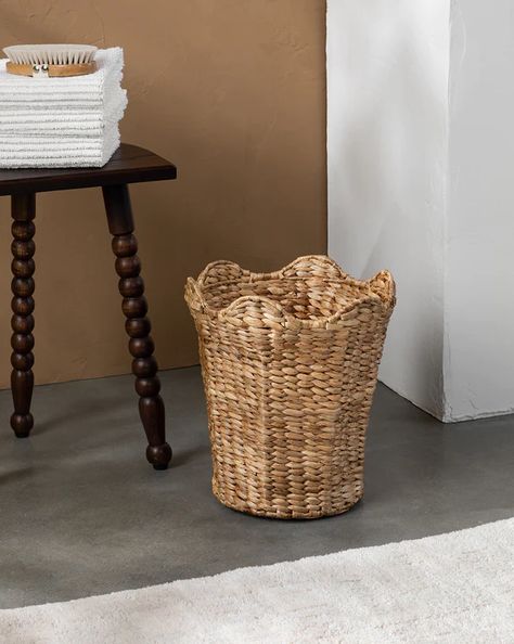 A Space For Routine – McGee & Co. Studio Mcgee Bathroom, Bathroom Waste Basket, Decorative Storage Bins, Lush Bath, Bathroom Decor Sets, Woven Baskets Storage, Waste Bin, Mcgee & Co, Water Hyacinth