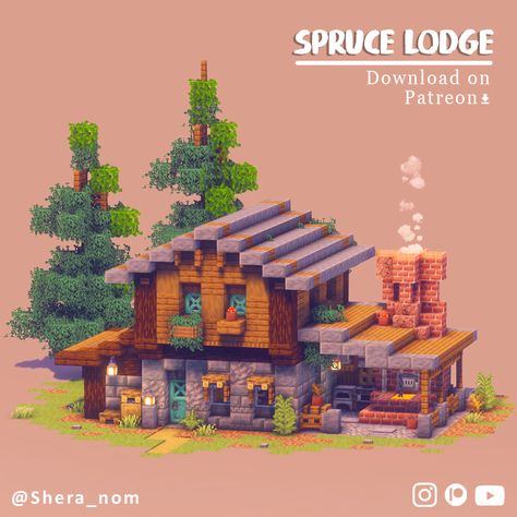 Hey there! Here is a small Spruce Survival Cabin! Build downloads are available for supporters on Patreon Small Builds Minecraft, Survival Cabin, Minecraft Essentials, Minecraft Barn, Minecraft Small House, Survival Minecraft, Minecraft Starter House, Cabin Build, Minecraft Statues