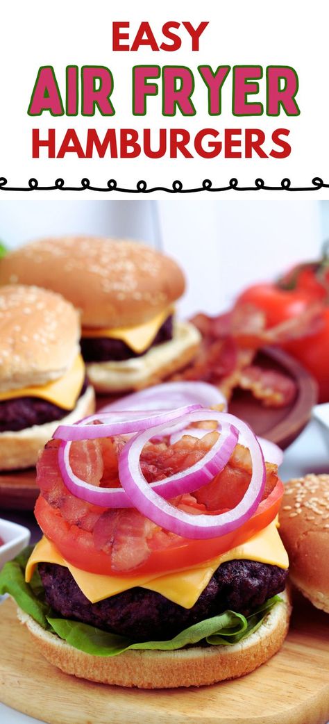 Air fryer hamburgers are a delicious easy alternative to grilling. These burgers are juicy and flavorful, perfect for a quick and easy meal. Air Fryer Hamburgers Patties Fresh, Air Fryer Hamburgers Patties, Hamburger In Air Fryer, Hamburgers In The Air Fryer, Burgers In Air Fryer, Air Fryer Recipes For Dinner, Air Fryer Hamburgers, Air Fryer Burgers, Patty Melt Recipe