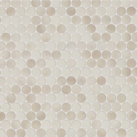 Emersyn Lane Fawn Fibre Penny Round Mosaic - Walker Zanger Penny Round Tile, Transitional Design Style, Walker Zanger, Penny Round Mosaic, Penny Round Tiles, Round Mosaic, Copper Hardware, Penny Round, Tile Texture