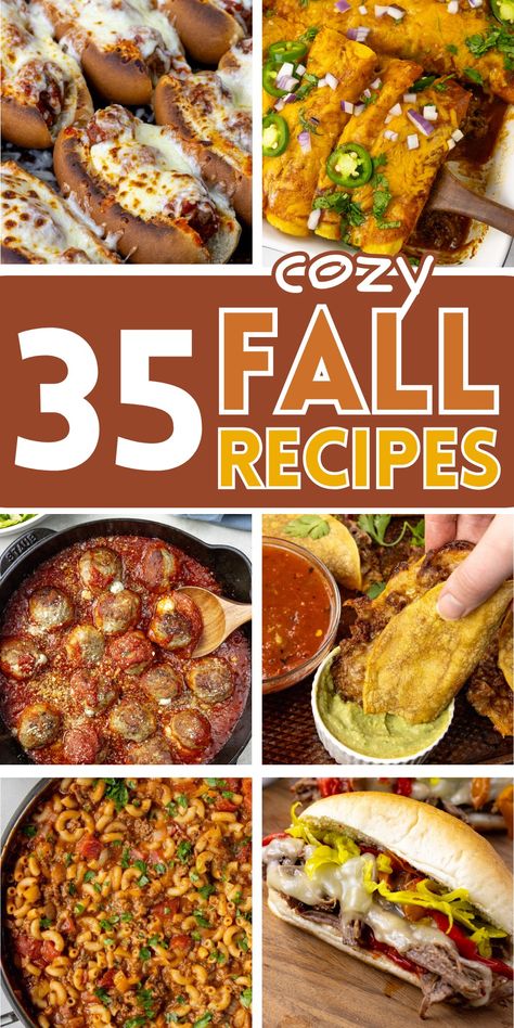 35 Fall Dinner Recipes - Megan vs Kitchen Easy Fall Dinner Recipes, Winter Dinners, Easy Fall Dinners, Recipes For Chicken, Fall Favorites Recipes, Slow Cooker Italian Beef, Cozy Fall Recipes, Homemade Chicken And Dumplings, Chicken And Beef