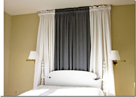 How to Make Canopy Bed Curtains The Easy Way | InMyOwnStyle Canopy Bed Drapes, Curtains Behind Bed, Make Bed, Bed Drapes, Bed Hanging, Canopy Bed Diy, Headboard Curtains, Canopy Bed Curtains, Layered Curtains