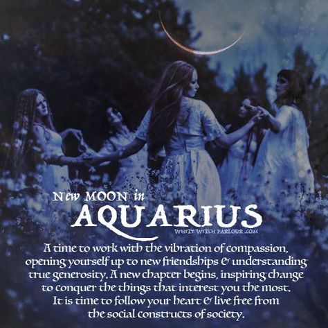 New Moon Aquarius, Aquarius Witch, Moon Symbolism, Wicca Book Of Shadows, Goddess Luna, Spiritual Astrology, New Moon In Aquarius, Moon Manifesting, Mercury In Pisces