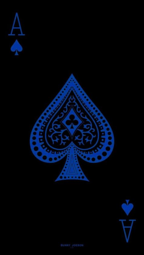 Blue Ace Card Wallpaper, Ace Of Spades Wallpaper, Crip Tattoos, Ace Of Spades Tattoo, King Of Spades, Ace Card, Blue Artwork, Playing Cards Design, Black Phone Wallpaper