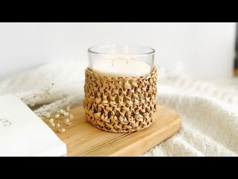 (82) DIY Crochet Raffia Candle Cover - YouTube Candle Cover, Cover Youtube, Unique Crochet, Diy Crochet, Crochet Ideas, To Create, Candles, Crochet, Home Decor