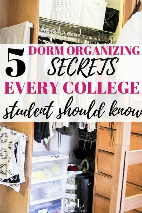 Dorm Room Closet Organization, Room Closet Organization, College Dorm Closet, Dorm Room Organization Ideas, Dorm Closet Organization, Dorm Room Closet, Dorm Room Organization Diy, Tips For College Students, Dorm Closet