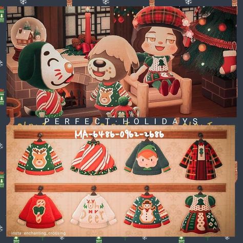 Christmas Animal Crossing, Acnh Christmas Code, Acnh Pattern, Codes Acnh, Pfp Christmas, Acnh Patterns, Clothing Codes, Sweaters Dress, Ac New Leaf