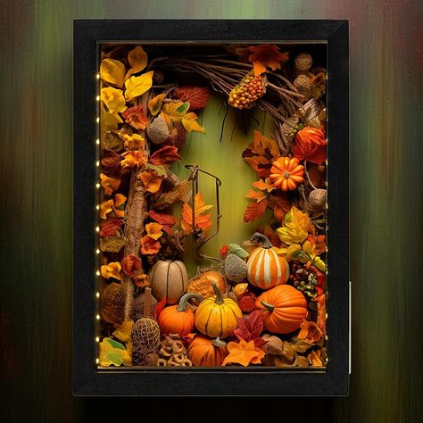 Fall Shadow Box Ideas Diy, Layered Shadow Box Ideas, Fall Shadow Box Ideas, Unique Shadow Boxes, Shadow Box Ideas, Tree Shadow, Diy Shadow Box, Fall Tree, Shadow Box Art