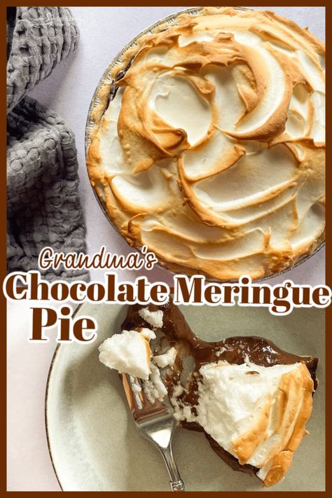 Old Fashioned Chocolate Pie, Homemade Chocolate Pie, Chocolate Meringue Pie, Chocolate Cobbler, Meringue Pie Recipes, Chocolate Meringue, Chocolate Pie Recipes, Meringue Recipe, Pie Pops