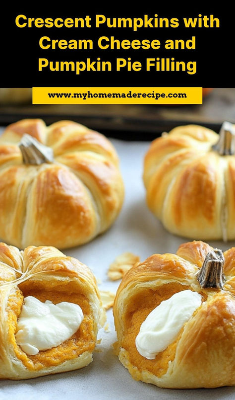 These crescent pumpkins with cream cheese and pumpkin pie filling are the best crescent treats for fall. Flaky, creamy, and full of pumpkin flavor, they’re the ultimate pumpkin crescents for dessert Pumpkin Roll Filling, Pumpkin Cream Cheese Filling, Pumpkin With Cream Cheese Filling, Crescent Roll Recipes Dessert Christmas, Pumpkin Pie Cheese Appetizer, Desserts With Pumpkin Pie Filling, Crescent Roll Pumpkin Cheesecake, Thanksgiving Side Desserts, Pumpkin Pie Cream Cheese