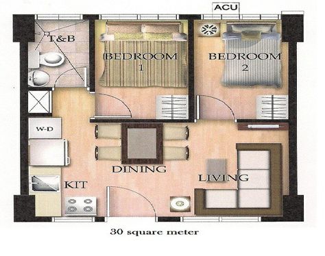 30sqm Floor Plan, 30 Sqm Floor Plan, 30 Sqm Condo Interiors, 30 Sqm House Design, 30sqm Condo Design, 30sqm House Design, 30 Sqm Apartment, Micro House Plans, Wood House Design