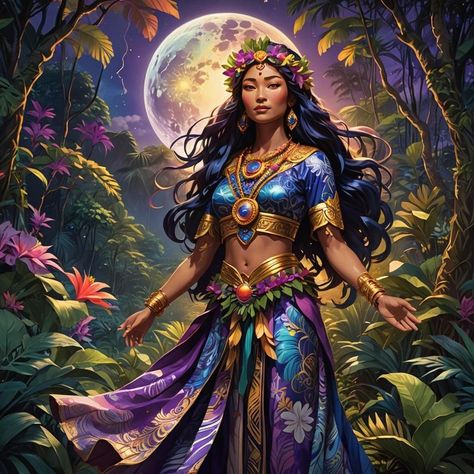 HIna Hawaiian Goddess of the moon - AI Generated Artwork - NightCafe Creator Goddess Sagittarius, Hawaiian Goddess, Goddess Of The Moon, Splash Screen, Matte Painting, Fantasy Concept Art, Art Generator, Unreal Engine, Deep Colors