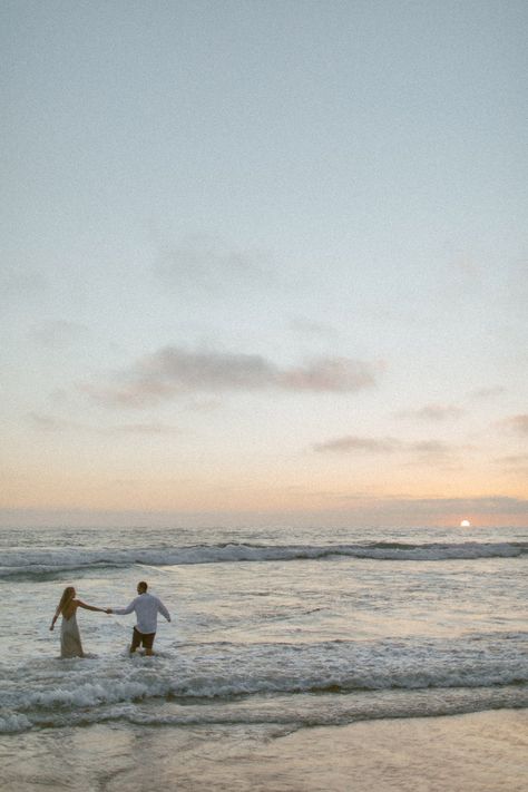 Couple Photos In The Ocean, San Diego Beach Engagement Photos, La Jolla Engagement Photos, Surf Engagement Photos, Fun Beach Engagement Photos, Cinematic Engagement Photos, La Engagement Photos, Garden Engagement Shoot, Beach Engagement Photos Outfit